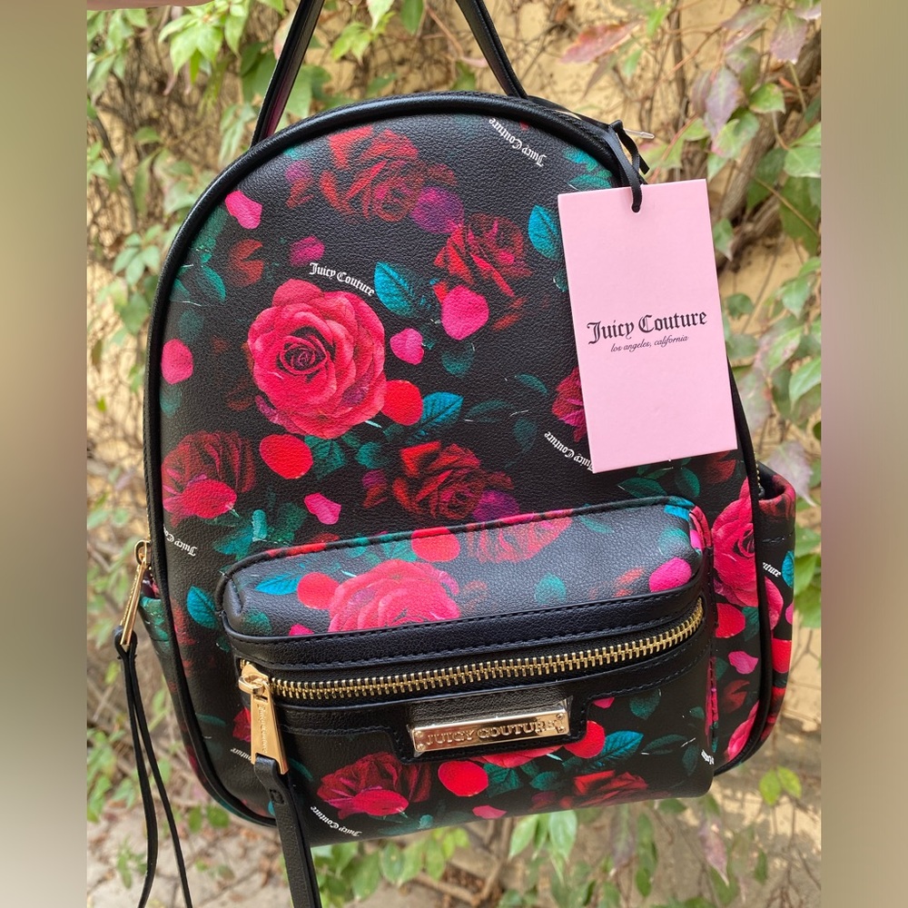 NWT JUICY COUTURE WOMENS MINI BACKBAG PATTERN'S PETAL ROSES